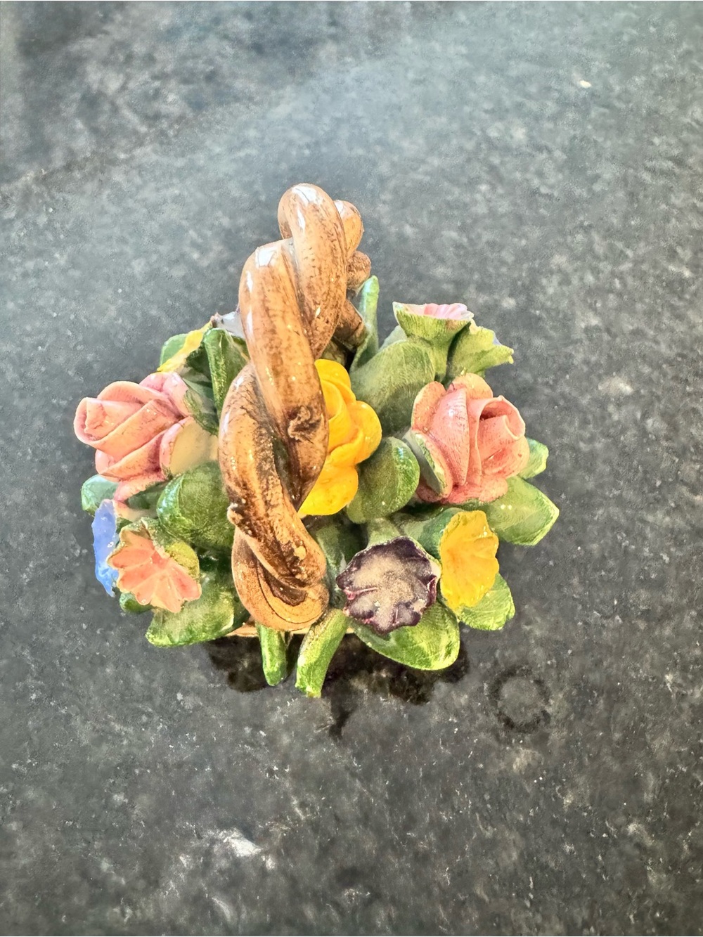 Vintage Hand-Painted Made in Italy mini Nuova Capodimonte flower basket